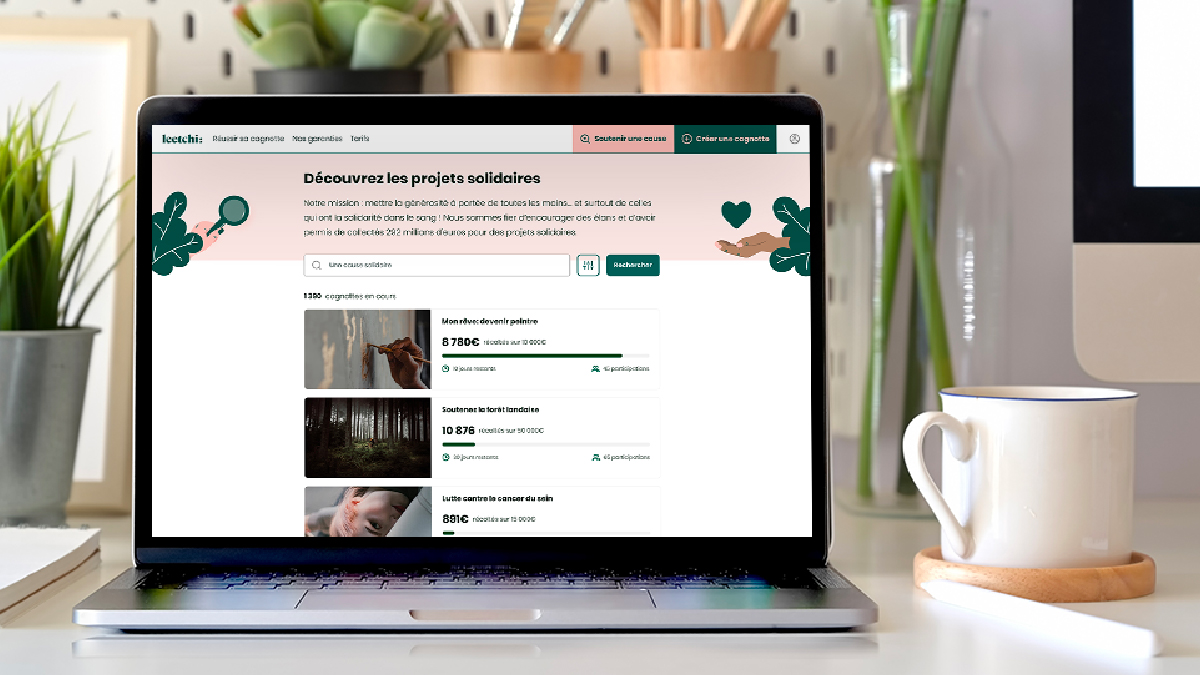 Un ordinateur montrant le site leetchi