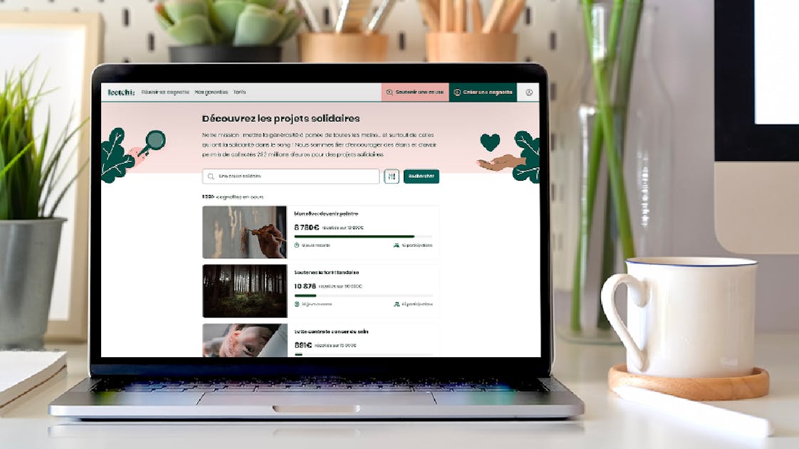 Un ordinateur montrant le site leetchi